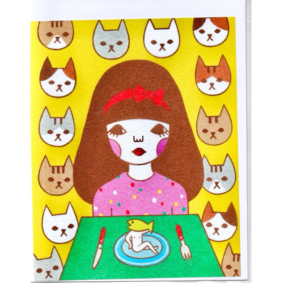 Naoshi artist print, Fish Dinner 8 x 10”